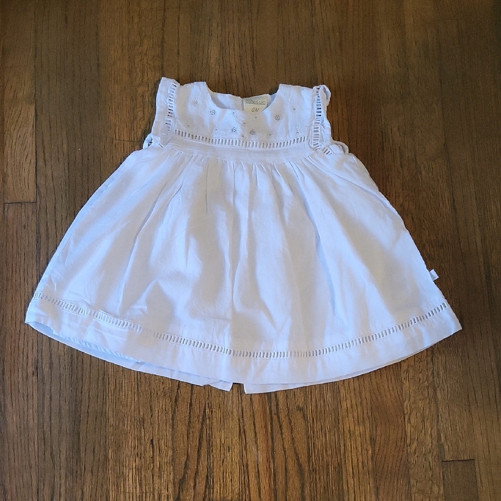 White Sleeveless Eyelet Baby Dress